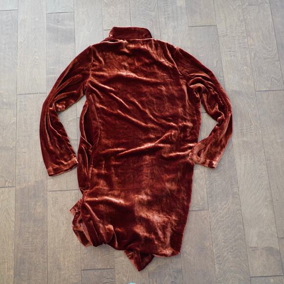 4 Love And Liberty Long Sleeve Pullover Silk Robe Maroon Womens Size Small - Picture 3 of 5